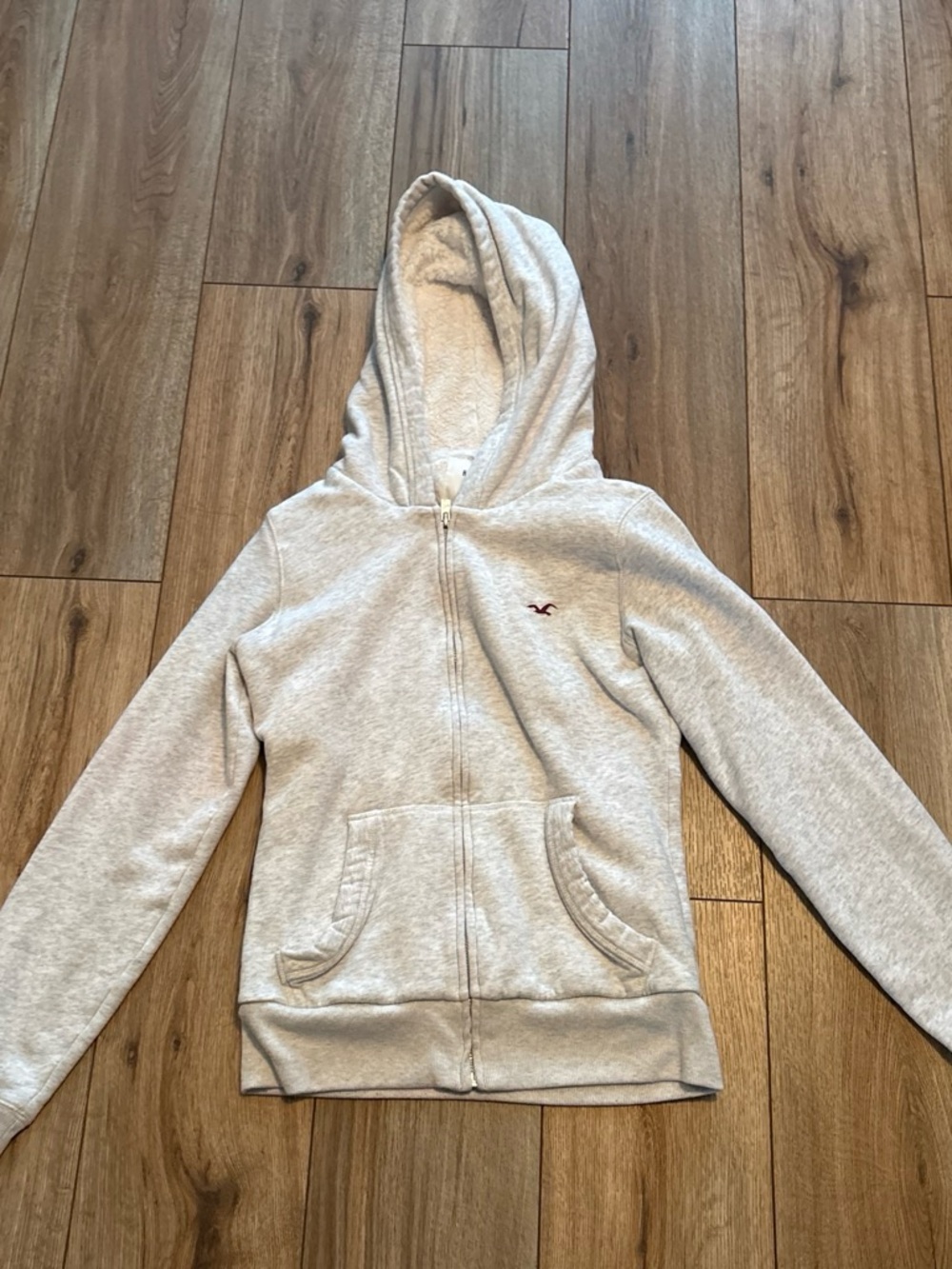 Hollister women’s light Gray Zip-Up Hoodie